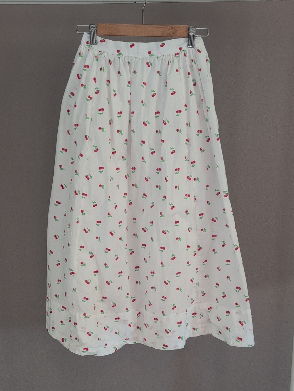 Aerie Cherry Print 100% Cotton Long Midi Maxi Length Skirt
